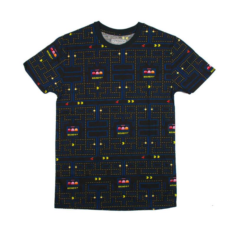 Pac-Man Mens T-Shirt - Full Classic Video Game Print Allover