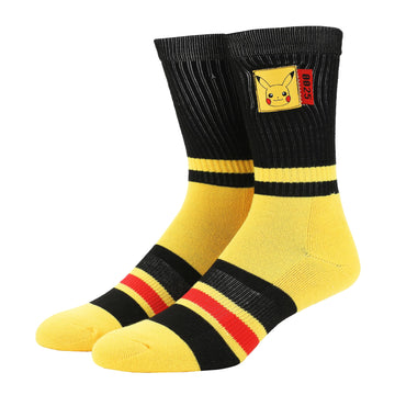 Pokemon Pikachu Woven Label Men's Athletic Crew Socks