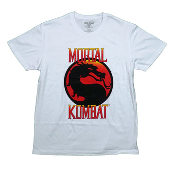 Mortal Kombat Men T-Shirt -  Classic Logo on White