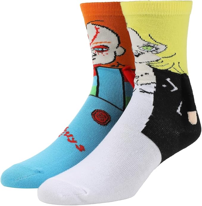 Bioworld Chucky & The Bride Of Chucky Women's Casual Crew Magnetic Hand Holding Socks