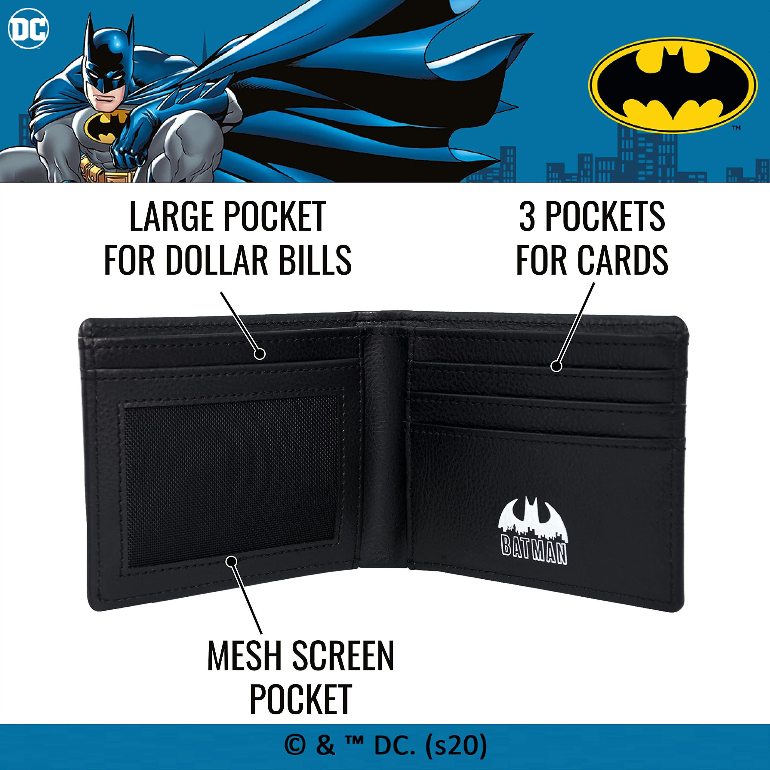 DC Comics Batman Bifold Wallet in a Decorative Tin Case, Multi