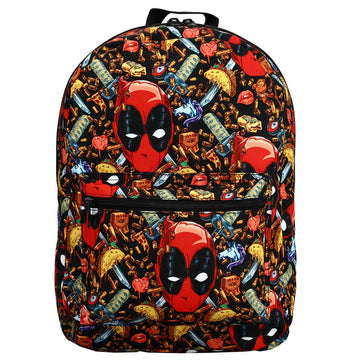 Marvel Comic Book Deadpool Junk Food Collage Tech Backpack