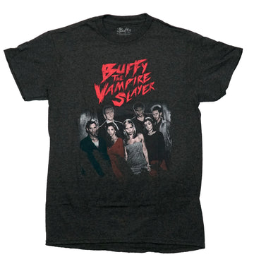 Buffy The Vampire Slayer Mens T-Shirt - Cast Under Red Name