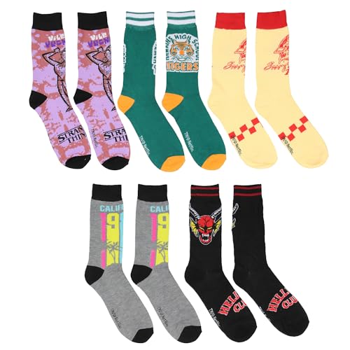 Bioworld Stranger Things Crew Socks 5 Pairs Mid Crew Socks For Men Women 5 Pack