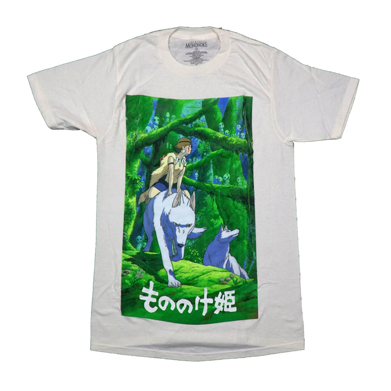 Princess Mononoke Mens T-Shirt - Riding Moro Through Forest of Ghiblies