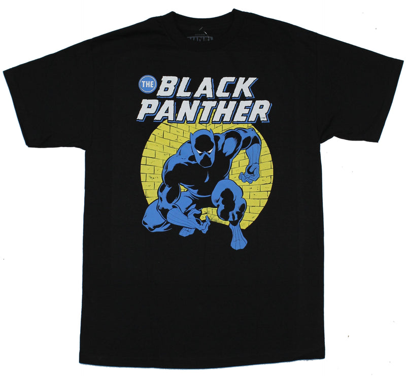 Black Panther Mens T-Shirt - Retro Yellow Spotlighted Image