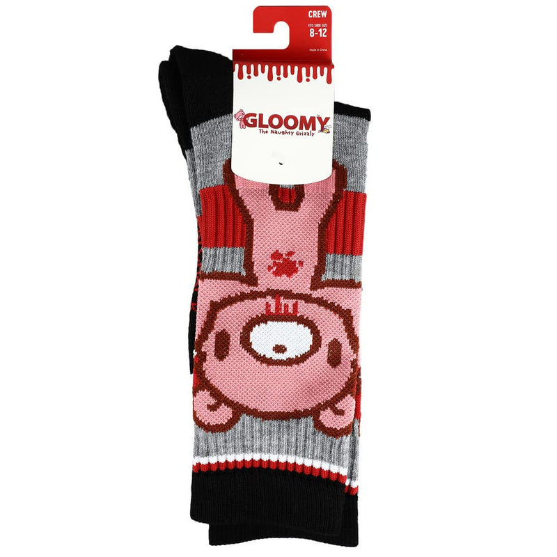 Gloomy Bear Gray and Black Athletic Crew Socks for Men One Size