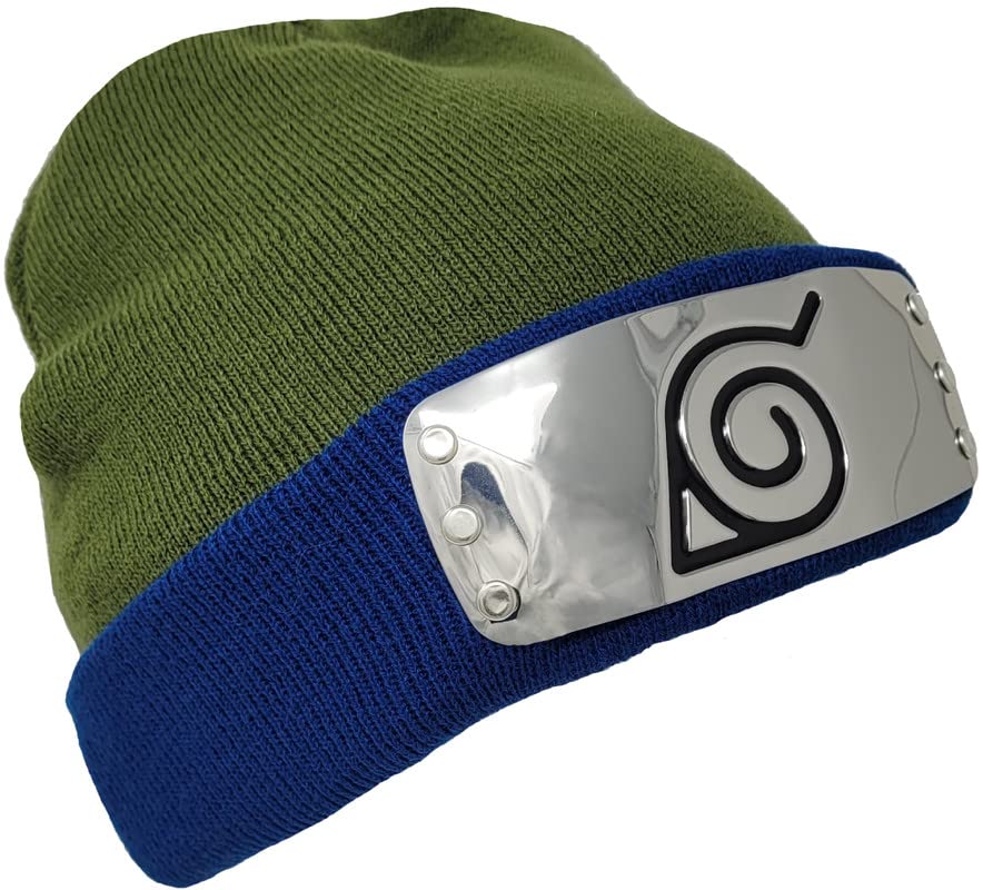 Ripple Junction Naruto Shippuden Kakashi Cosplay Adult Anime Beanie with Metal Plate for Men and Women Officially Licensed