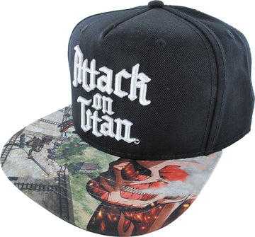Bioworld Attack on Titan Sublimatted Bill Adjustable Snapback Hat Black