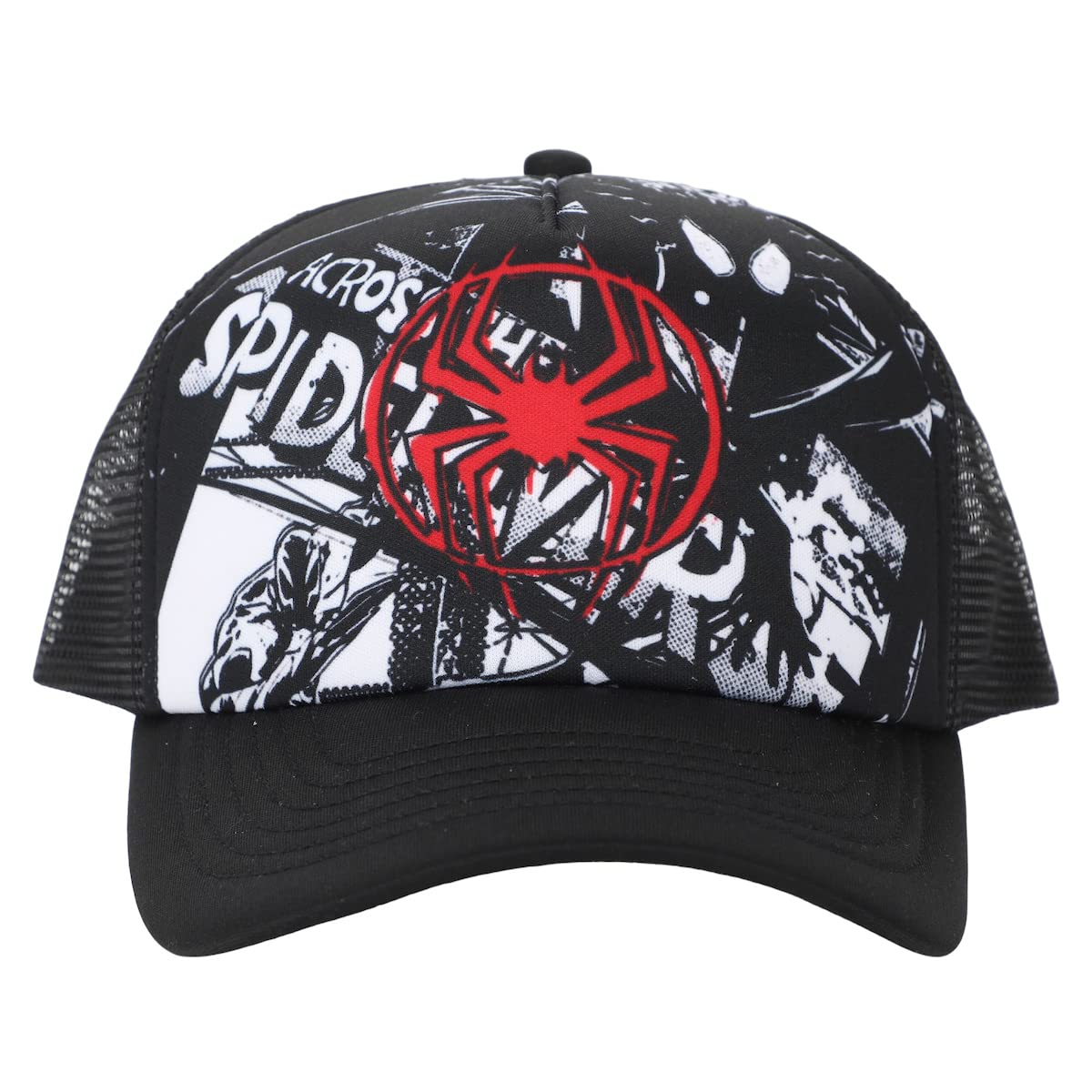Spider-Man: Across The Spider-Verse Miles Morales Spider Logo with Black-and-White Background Adjustable Trucker Hat