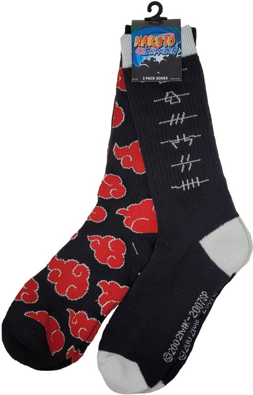 Ripple Junction Naruto Shippuden 2 Pack Adult Crew Socks Akashi Clouds