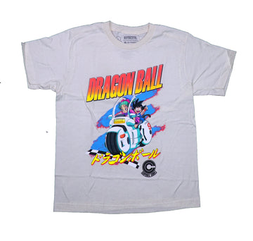 Dragon Ball Z Mens T-Shirt - Chibi Goku & Bulma On Capsule Corp Motorcycle