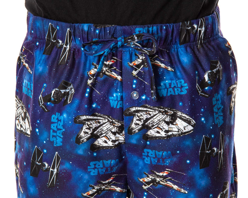 Star Wars Men's Millennium Falcon X-Wing Tie Fighter Allover Pattern Adult Sleep Lounge Pajama Pants