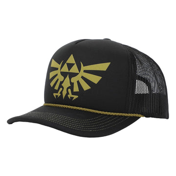 Bioworld The Legend of Zelda Gold Evergreen Logo Black Trucker Hat