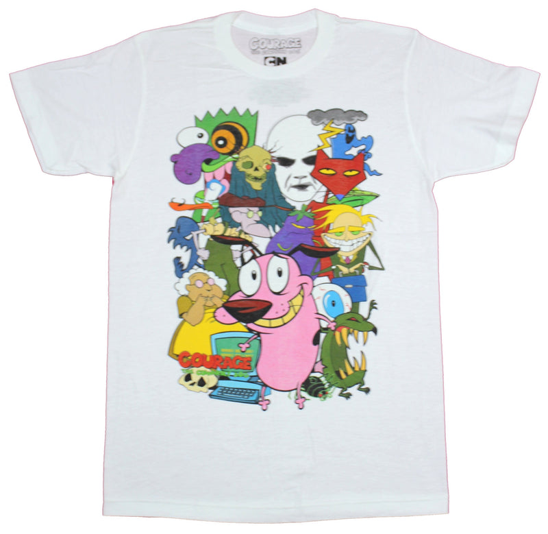 Courage the Cowardly Dog Mens T-Shirt - Courage In Collage of Fears