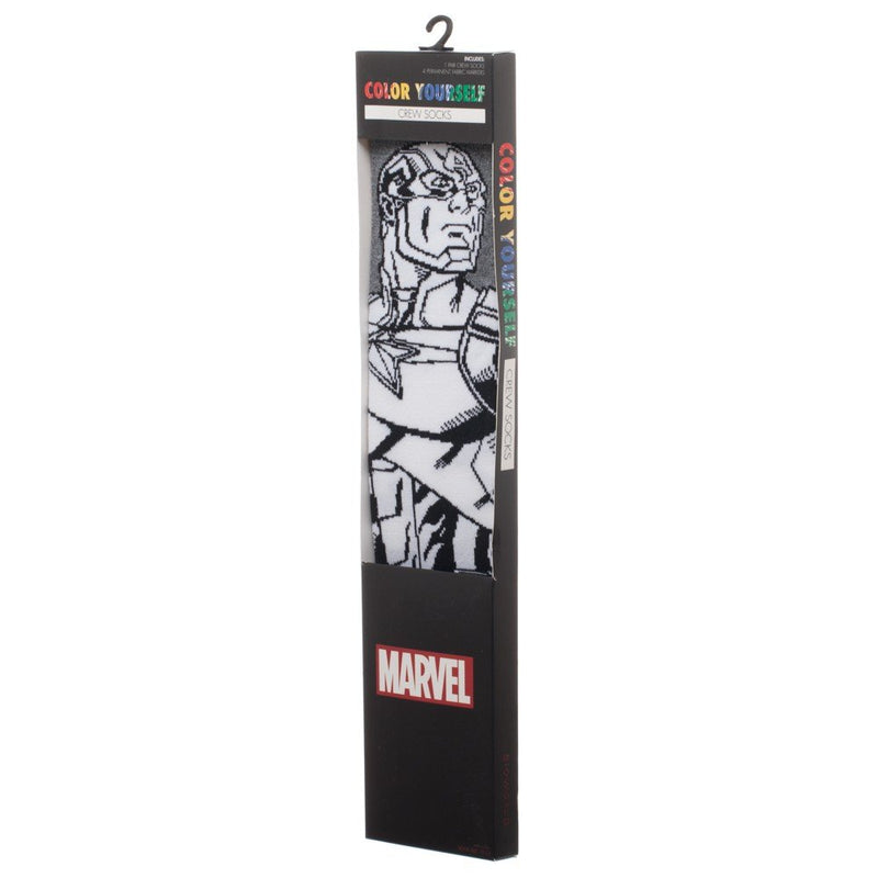 Captain America Color Yourself Socks,White,One Size