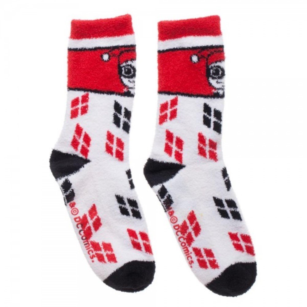 Harley Quinn Logo Women's Juniors Fuzzy Socks