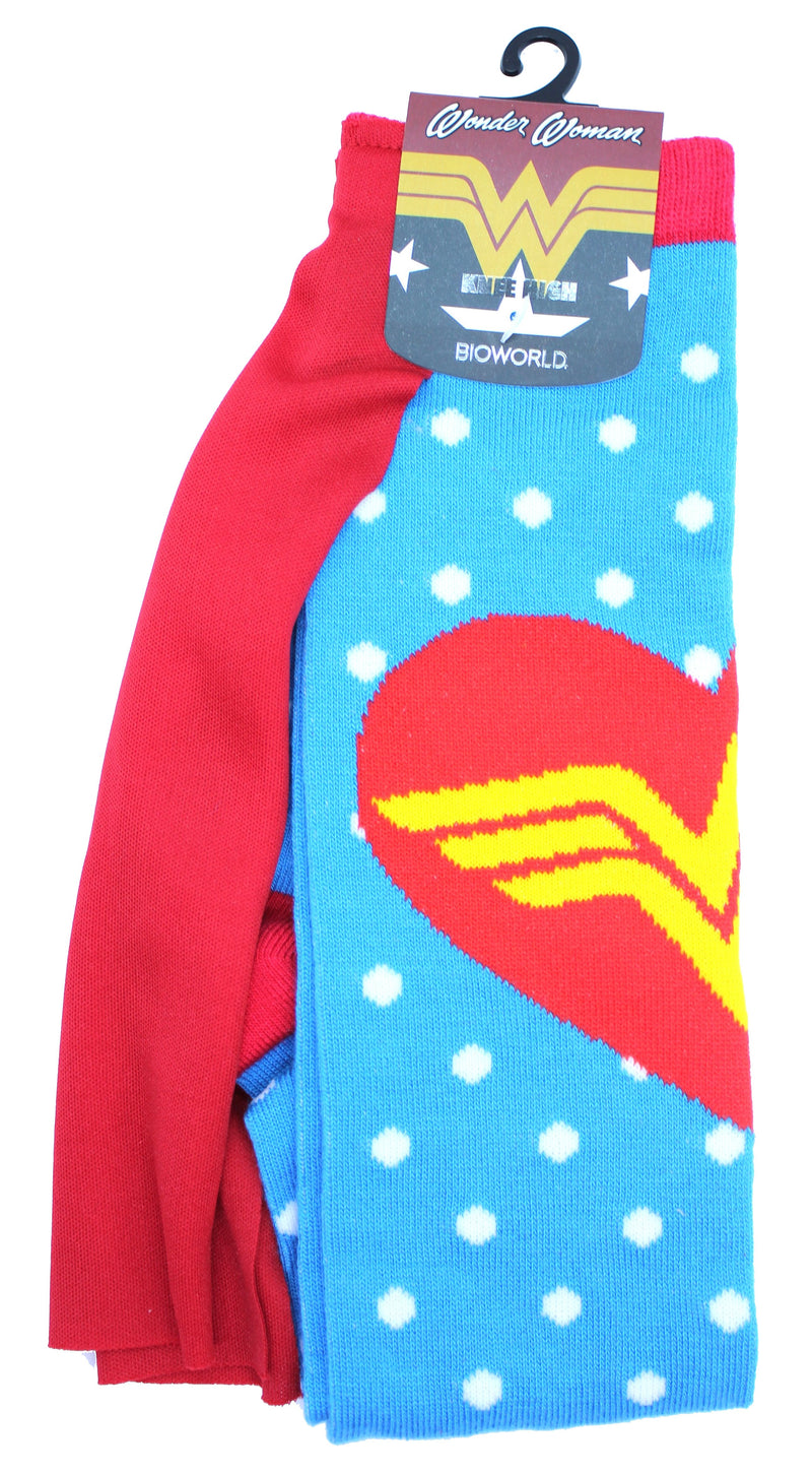 Wonder Woman Caped Knee High Heart Logo Socks