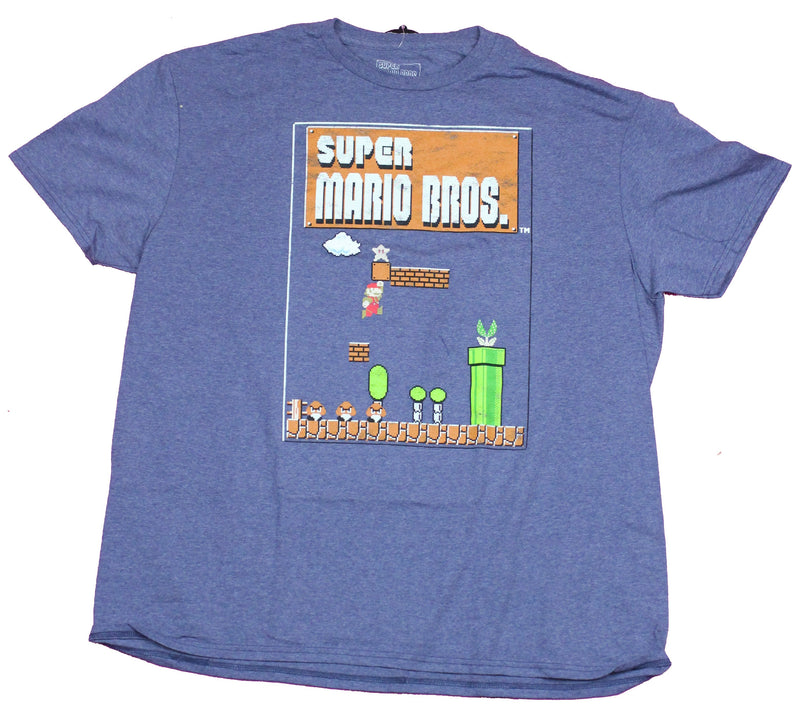 Super Mario Brothers Mens T-Shirt - Mario Screen Jumping Block Jump Under Logo