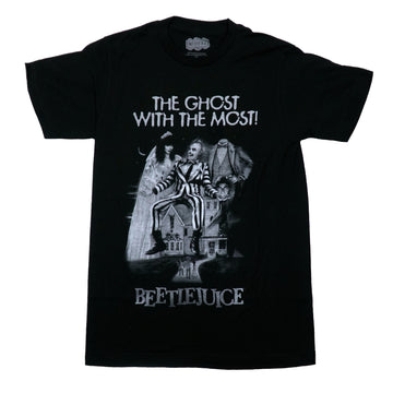 Beetlejuice Mens T-Shirt - Ghost With the Most Grayscale on House