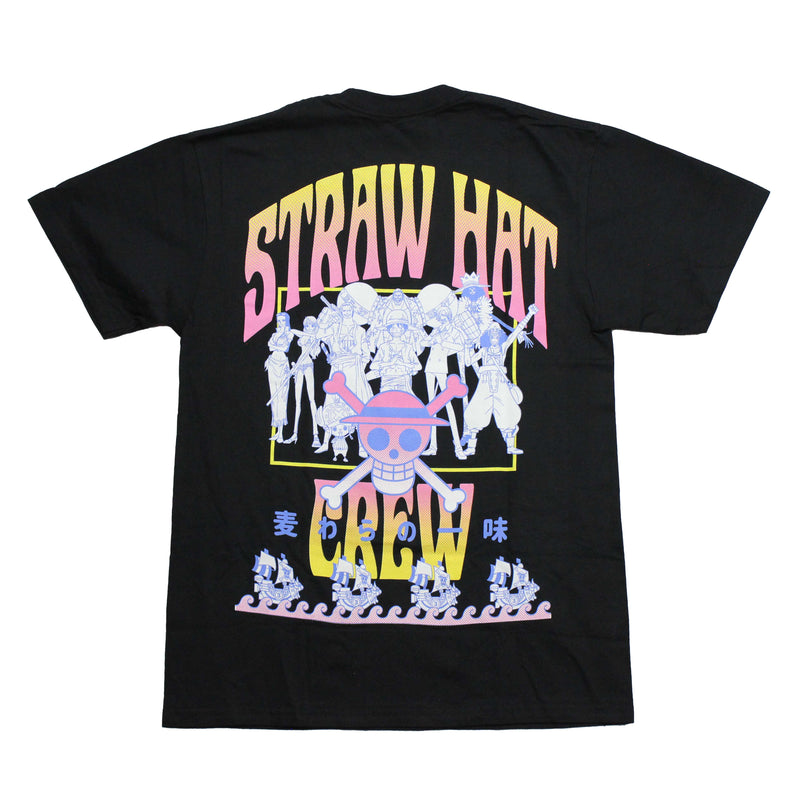 One Piece Mens T-Shirt - Straw Hat Crew Lapel Names and Crew On Back