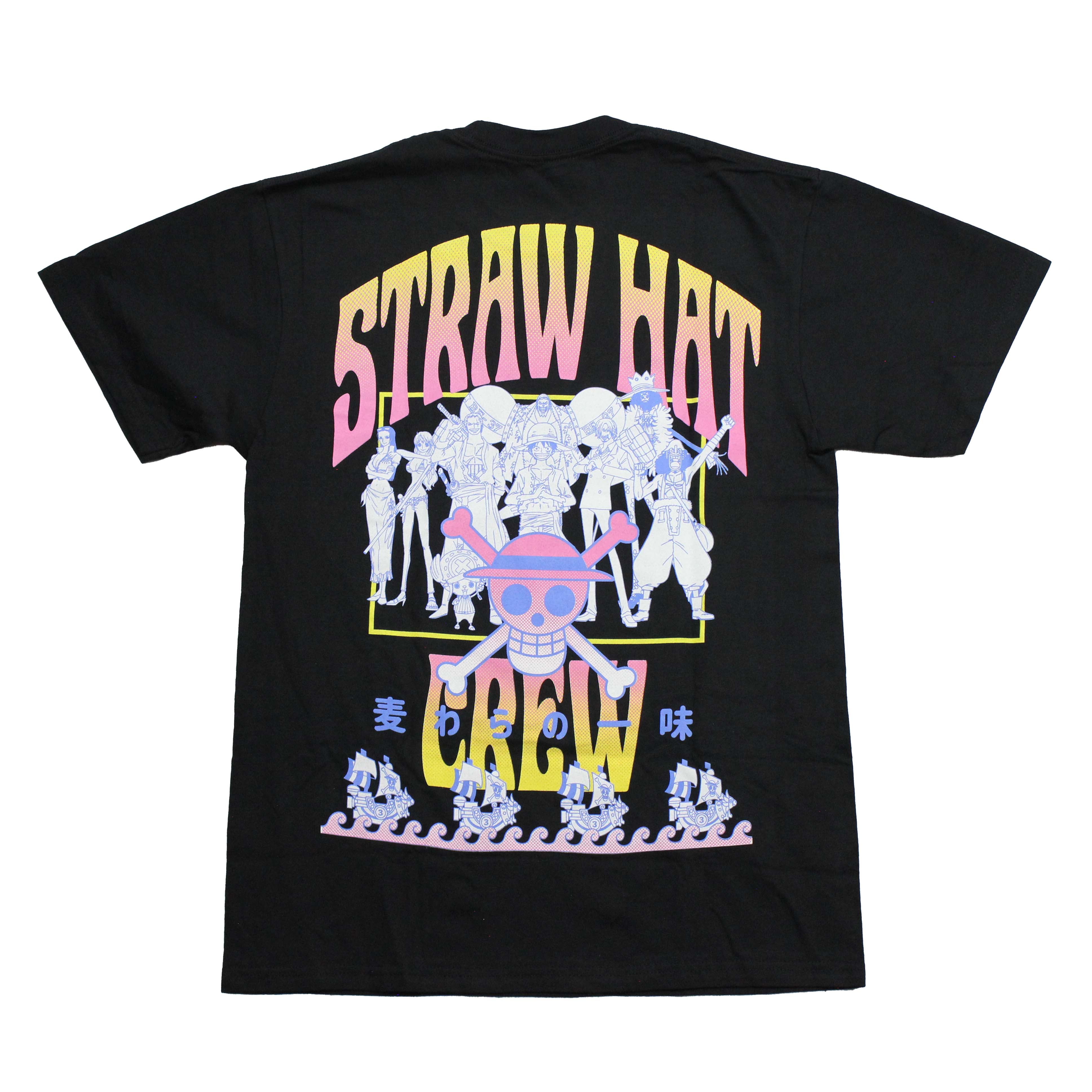 One Piece Mens T-Shirt - Straw Hat Crew Lapel Names and Crew On Back