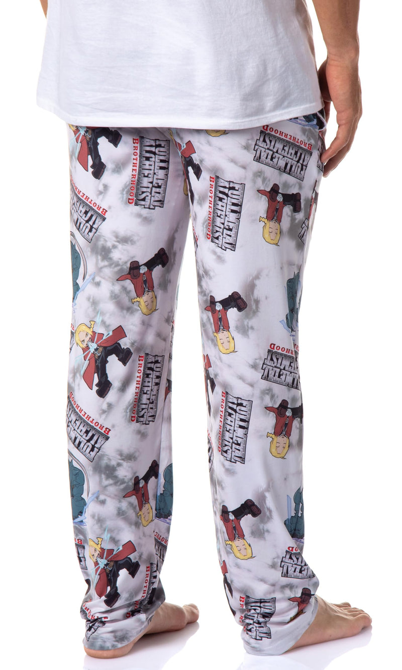 Fullmetal Alchemist Brotherhood Anime Men's Edward Alphonse and Title All Over Print Pajama Pants Adult Sleep Bottoms