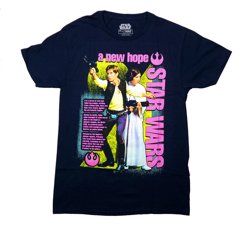 Star Wars Mens T-Shirt - Pink Logo Princess Leia & Hans New Hope Message - Inmyparentsbasement.com