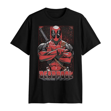 Deadpool Mens T-Shirt - Arms Crossed Splatter Box Image