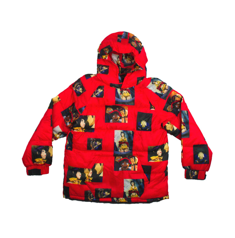 Cowboy Bebop All Over Scenes Men's anime puffer pull-over hoodie Red