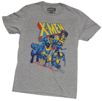X-Men Mens T-Shirt  - Blue And Yellow Team Attack Under Logo