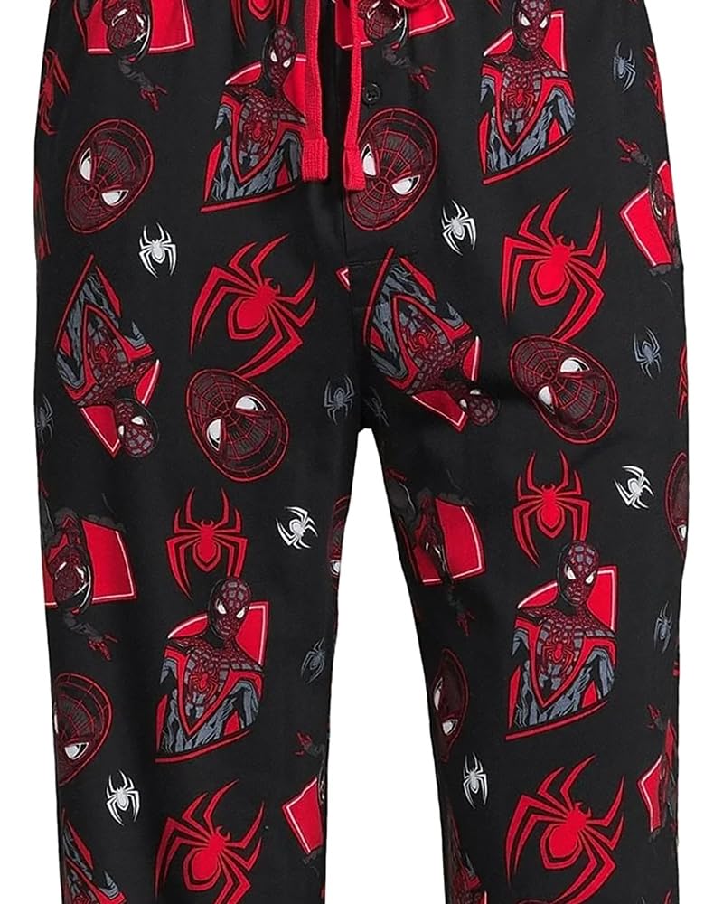 Marvel Spider-Man Men's Miles Morales Mask Allover Print Adult Sleep Bottoms Pajama Pants