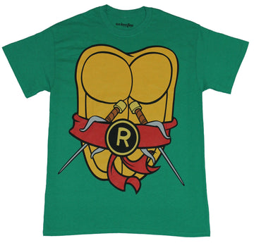 Teenage Mutant Ninja Turtles Mens T-Shirt - Raphael Costume Front & Shell Back