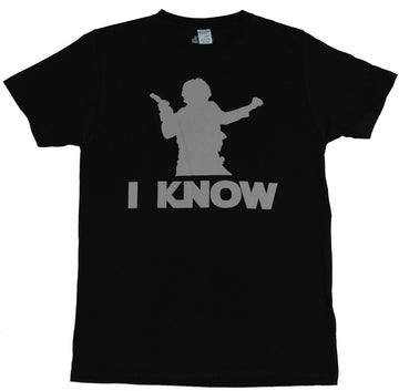 Star Wars Mens T-Shirt - Han Solo Shooting Silhouette I Know Gray Image