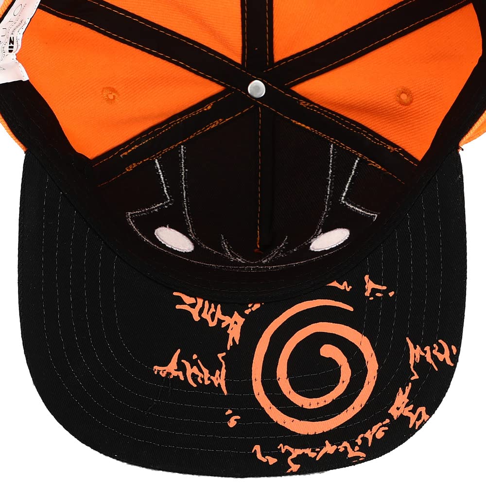 Bioworld Naruto Cosplay Kurama Orange & Black Snapback Hat for Men