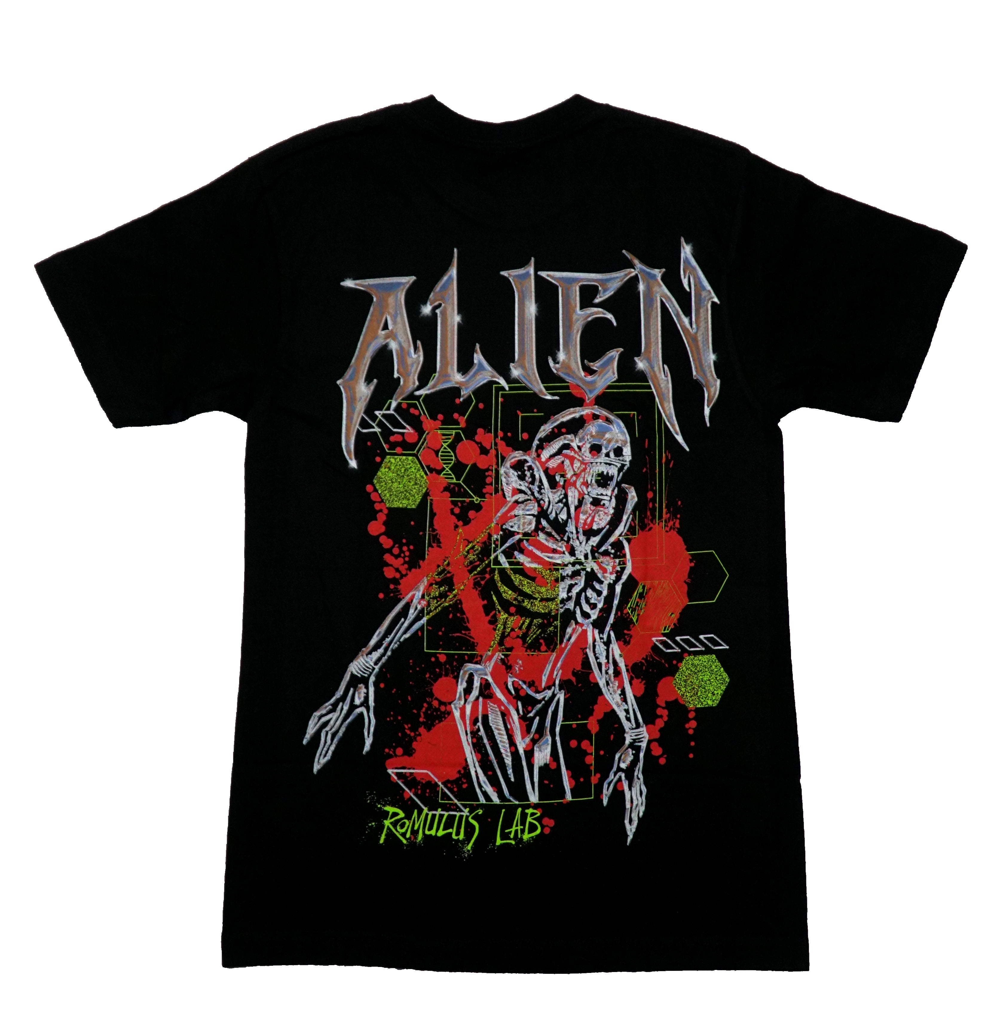 Alien Romulus Mens T-Shirt - Xenomorph Sharp Exposed Teeth Below Razor Name