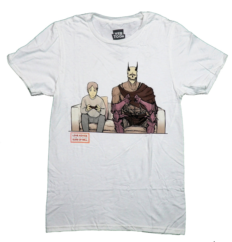 Web Toon Mens T-Shirt - Love Advice From The Duke of Hell Playing Image