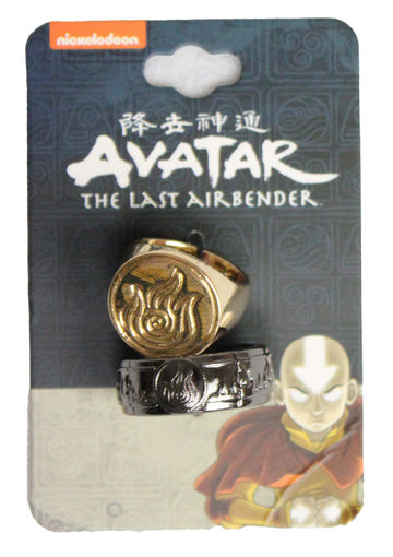 Avatar the Last Airbender 2 Zinc Fire Nation Ring Set Sizes 7 And 8