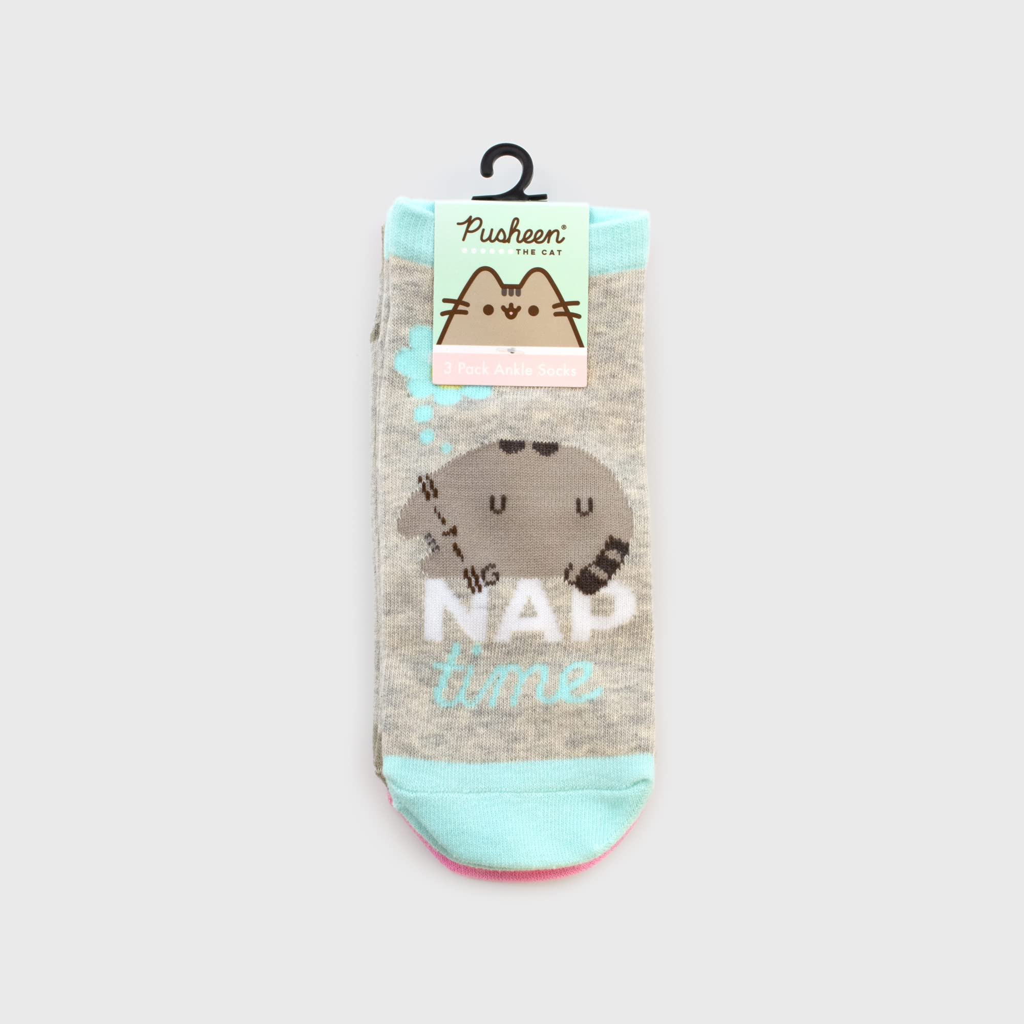 Culture Fly Pusheen Socks For Woman & Girls I 3 Pack Ankle Socks Variety Pack I Pusheen Lazy Socks I Gray Socks