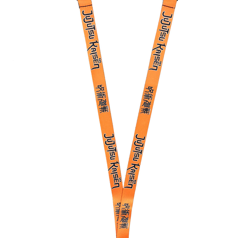 Jujutsu Kaisen Orange Lanyard with Clear ID Sleeve and Keychain