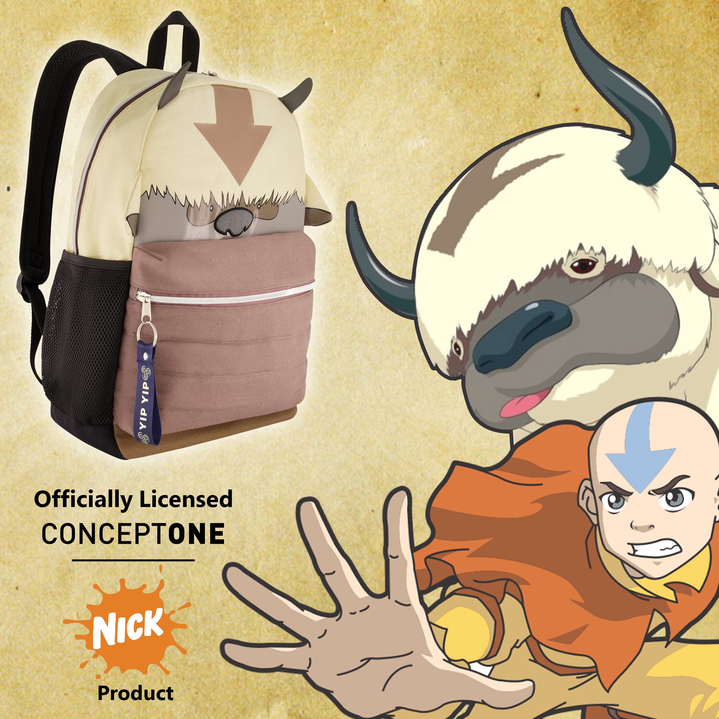 Avatar The Last Airbender 13 Inch Sleeve Laptop Backpack, Appa Yip Yip Padded Computer Bag for Commute or Travel, Multi, Brown