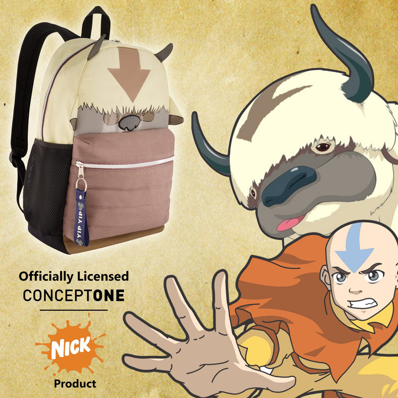 Avatar The Last Airbender 13 Inch Sleeve Laptop Backpack, Appa Yip Yip Padded Computer Bag for Commute or Travel, Multi, Brown