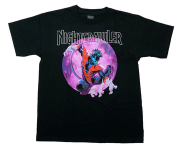 Nightcrawler Mesn T- Shirt - Marvel Crouching Inside Purple Circle