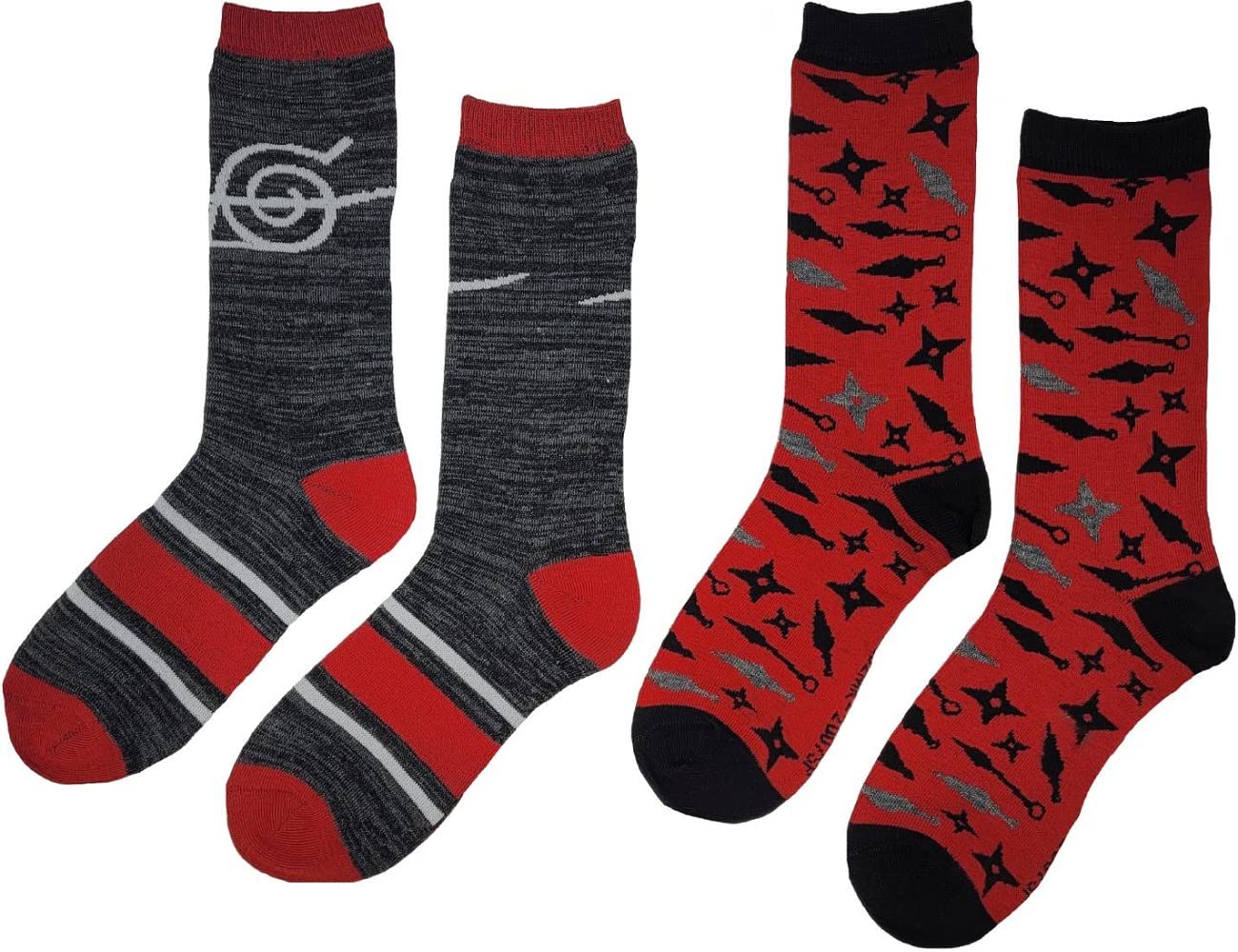 Ripple Junction Naruto Shippuden 2 Pack Adult Crew Socks Hidden Leaf