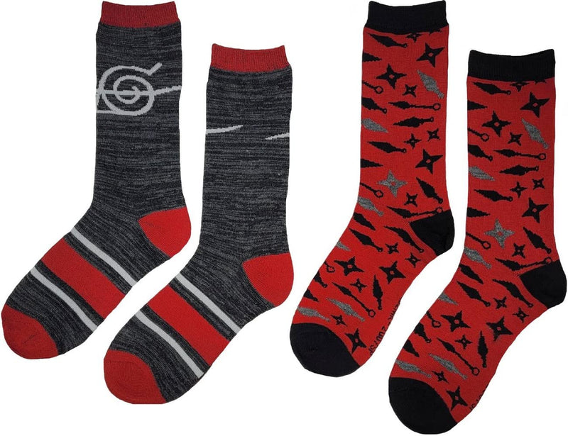 Ripple Junction Naruto Shippuden 2 Pack Adult Crew Socks Hidden Leaf