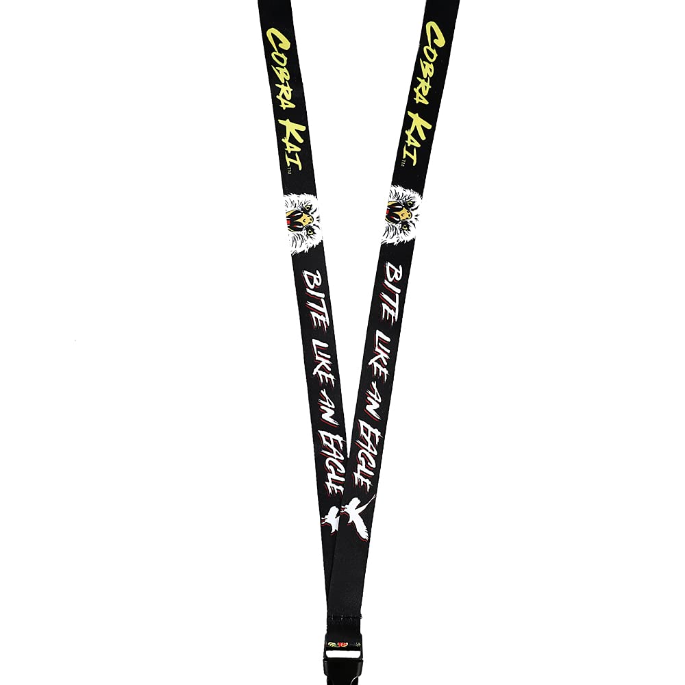 Cobra Kai Strike First, Strike Hard, No Mercy Lanyard with Rubber Charm