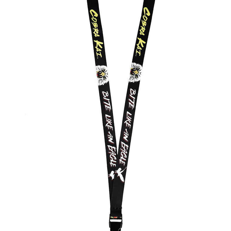 Cobra Kai Strike First, Strike Hard, No Mercy Lanyard with Rubber Charm