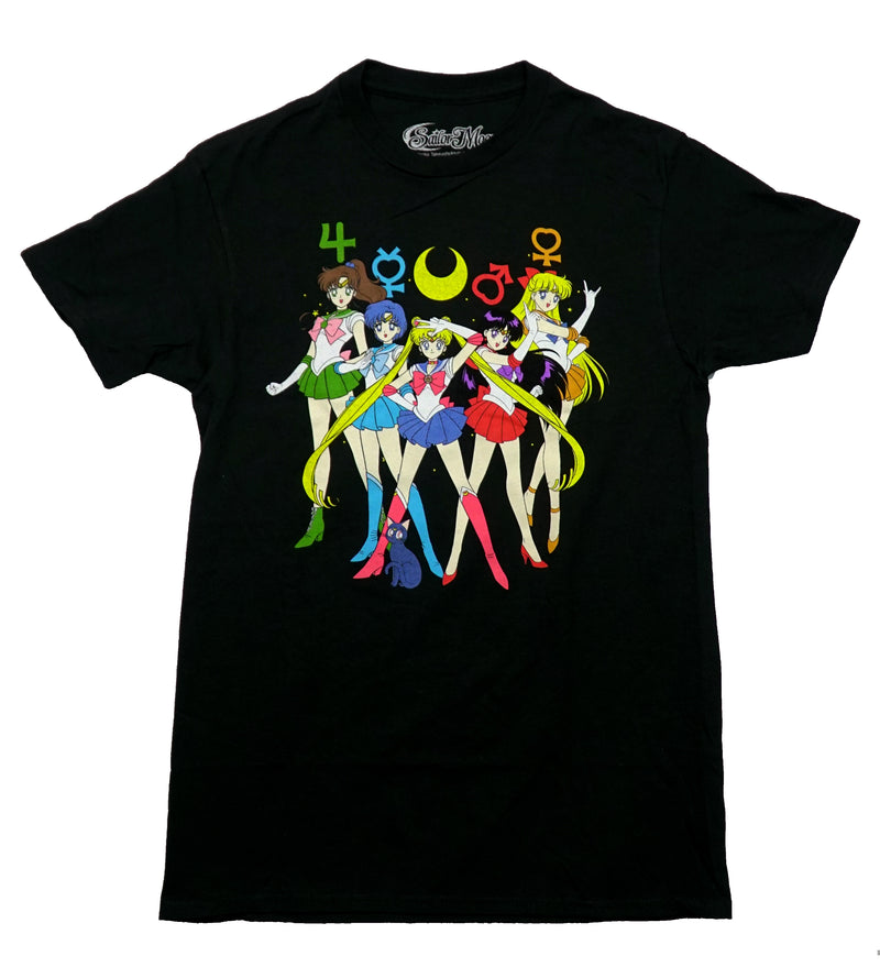 Sailor Moon Mens T-Shirt - Characters Under Celestial Symbols Names on Back - Inmyparentsbasement.com