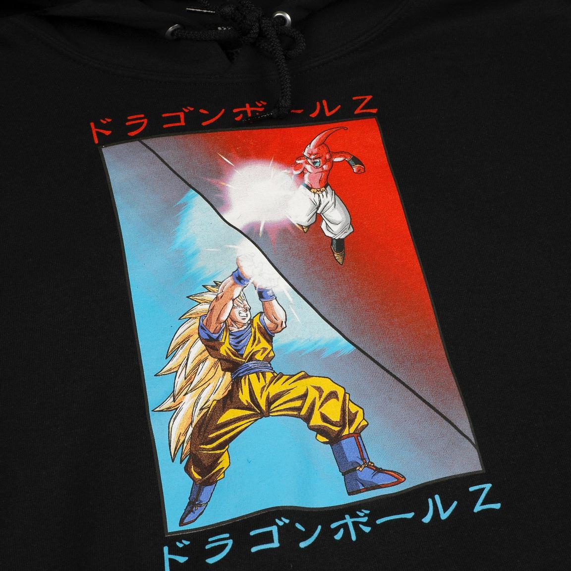 Dragon Ball Z Anime Goku vs Majin Buu Men's Black Pullover Hoodie (Large)