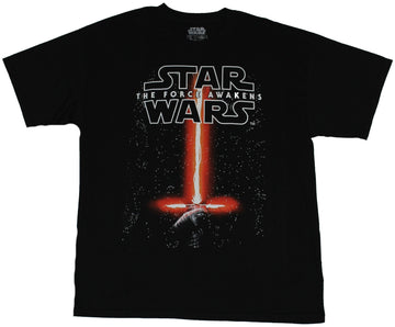 Star Wars Force Awakens Mens T-Shirt  - Kylo Ren's Saber Under Logo Image
